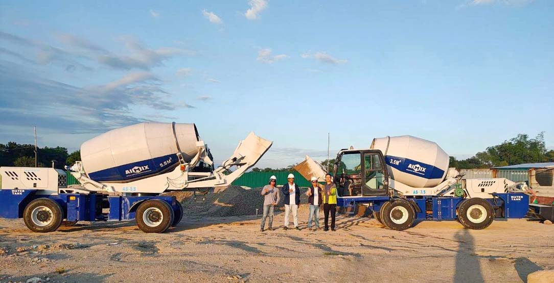 AS-3.5 and AS-5.5 Self-loading Concrete Mixers for Warehouses Construction in Bataan