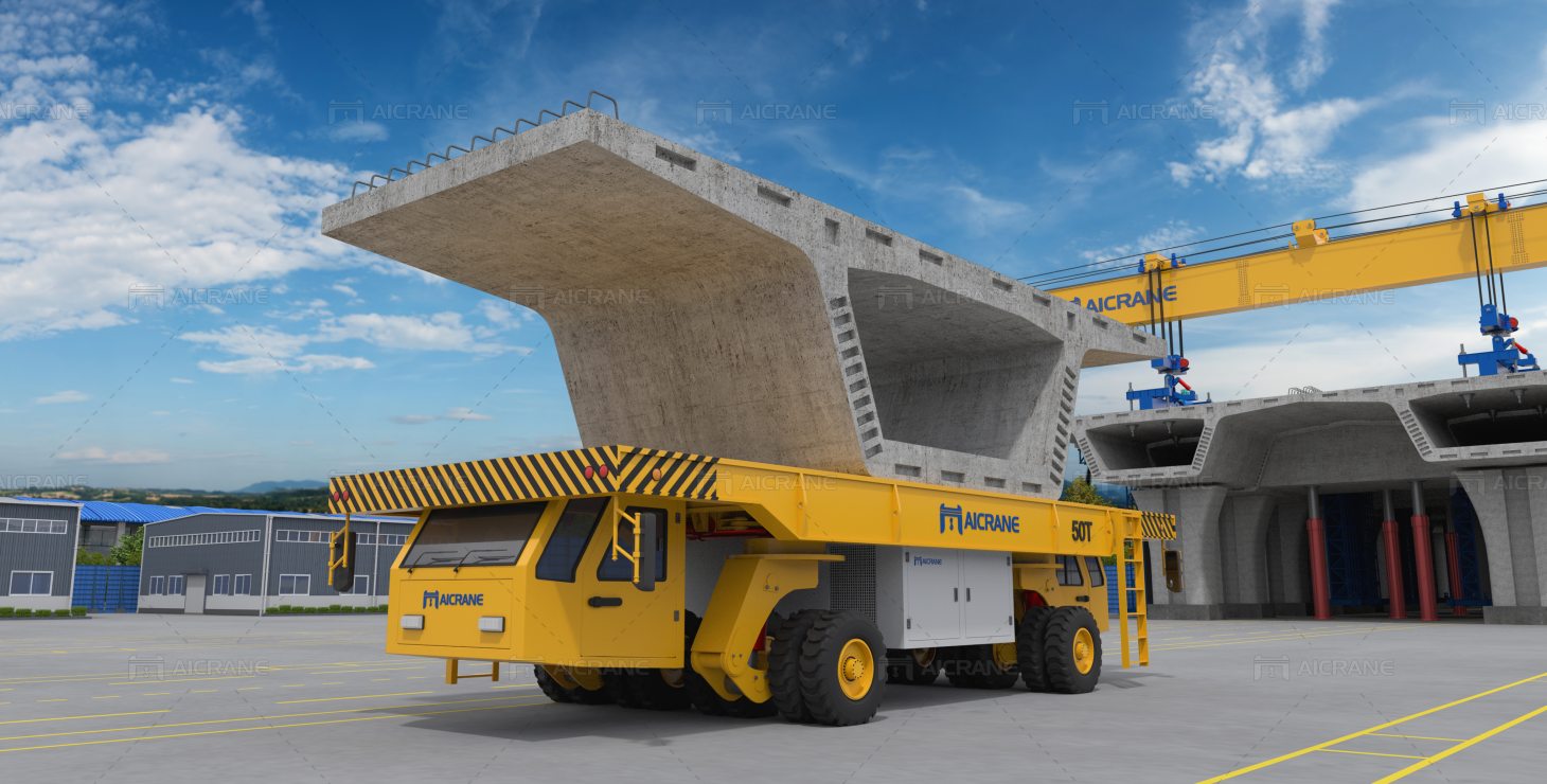 hydraulic platform trailer handling heavy beams